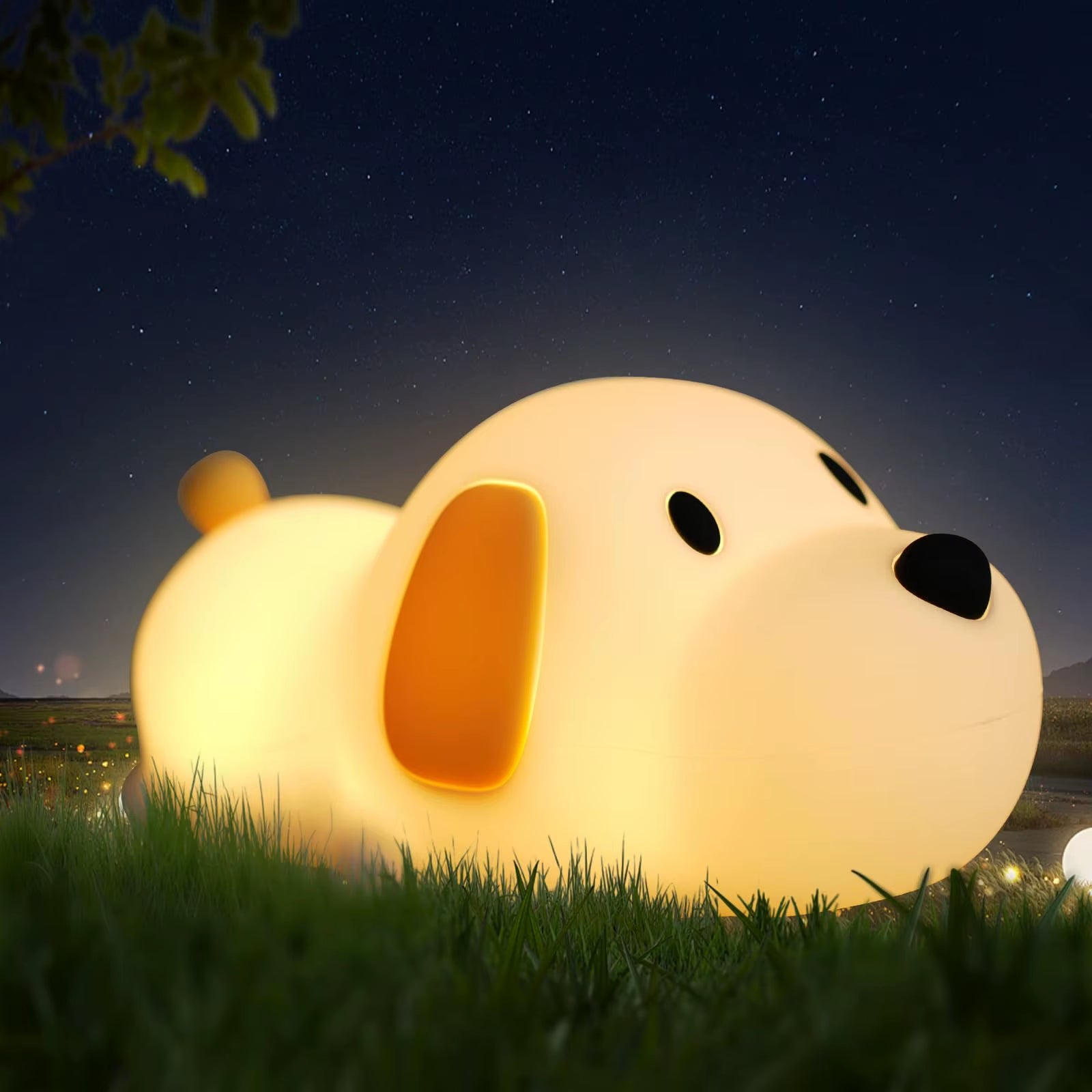 Puppy Cat Night Light Rechargeable Nursery Led Table Lamp Silicone Kawaii Birthday Gifts for Kids Toddler Room Bedroom Decor